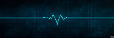 Cyan Heartbeat Line on Dark Blue Grid Background, Medical, Healthcare, Pulse, EKG, ECGの素材