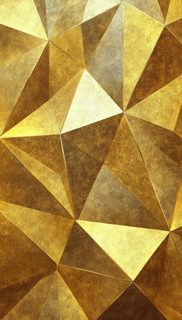 Seamless Pattern of Geometric Gold Foil, Dynamic Sharp Edges, and Bright Yellow Paletteの素材
