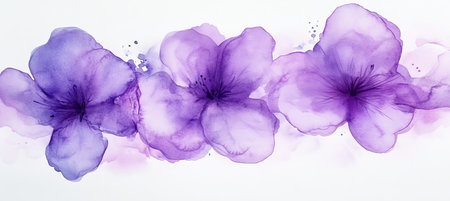 Gentle Lilac Watercolor Floral Banner, Soft Pastel Floral Background, Abstract Flower Illustrationの素材