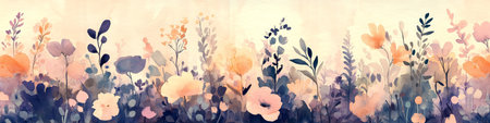 Watercolor Floral Illustration, Delicate Details, Soft Pastel Background, Spring, Summer Designの素材