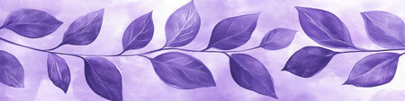 Elegant Lavender Watercolor Floral Border, Minimalist Leaves Design on Soft Textured Backgroundの素材