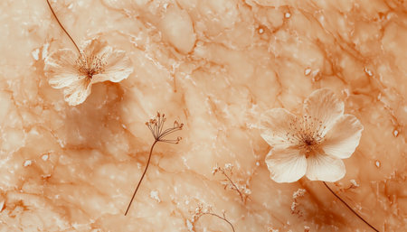 Delicate Wildflowers on Peach and Cream Watercolor Background, Fine Lines, Subtle Textureの素材