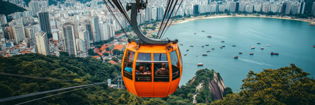 Cable Car Ride Panoramic Views of Sugarloaf Mountain and Guanabara Bay, Rio de Janeiro Brazilの素材