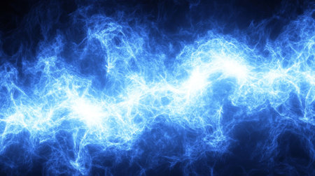 Abstract Blue Network Connections on Dark Blue Background, with Defocused Circular Glowsの素材