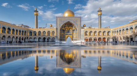 Courtyard of Imam Reza Shrine, Golden Dome, Islamic Architecture, Reflection Pool, Mashhad, Iranの素材