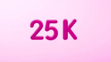 25,000 Followers Celebration Pink 3D Text Graphic on Gradient Background for Social Media Milestoneの素材