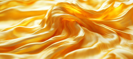 Golden Silk Satin Drapes with Luxurious Metallic Shine, Background for Fashion and Luxuryの素材