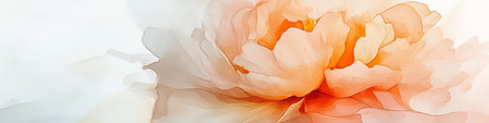 Soft Orange Peony Abstract Floral Background in Pastel Watercolor, Dreamy and Artistic Designの素材