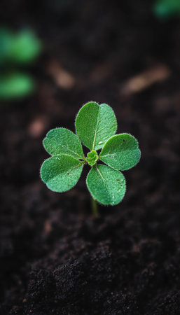 New Life in the Soil Young Plant Flourishing, Promise of Spring Growth and Agricultural Abundanceの素材