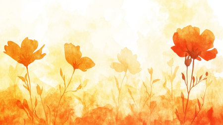 Watercolor Flower Background, Floral Image, Delicate Floral Illustration, Apricot, and Yellow Designの素材