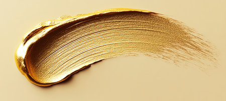 Golden Paint Texture Radiant Metallic Brushstroke Shimmering on a Neutral Backgroundの素材