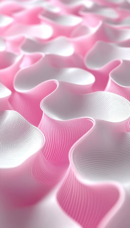 Pink And White Egg Crate Foam. Wavy Texture Of An Orthopedic Mattress Pad. Soft, Close Up.の素材