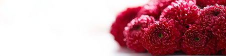 Macro Close Up of Beautiful Pink Chrysanthemum Flowers on a White Background with Copy Spaceの素材