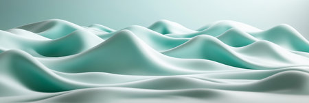 Seamless Flowing Waves, Elegant 3D Minimalist Serenity As Abstract Background In Light Mint Gradientの素材