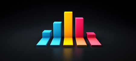 Colorful Financial Success Graph A Striking 3D Illustration for Growth and Business Planningの素材