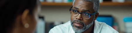 Concerned Doctor Addressing Patient Queries, Providing Reassurance During a Medical Consultationの素材