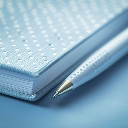 Open Notebook With White Pen, Education And Studying Concept, Preparation For School And Universityの素材