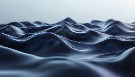 Abstract Fluid Deep Blue Wave Background, Digital Art, Flowing Lines, Futuristic Technology Designの素材