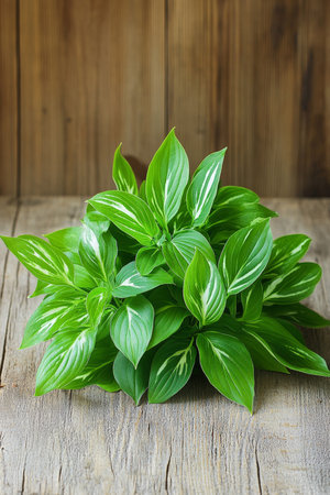 Lush Green Hosta Plant Foliage Ideal for Shade Gardens, Landscaping, and Floral Arrangementsの素材