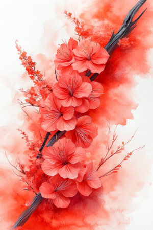 Delicate Peach Watercolor Floral Arrangement Serene Wildflower Bouquet on Soft Backgroundの素材