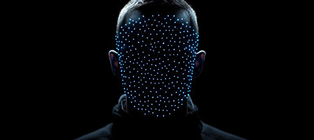 Human Head With Glowing Network Pattern, Concept Of Cognitive Processes And Neuro Technologyの素材