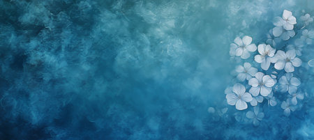 Soft Blue Watercolor Wash with Delicate Floral Arrangement, Subtle Shading, Soothing Vibesの素材