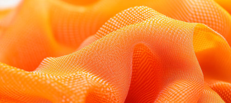 Flowing Orange Fabric, Background And Texture. Abstract Background, Close-Up, Wavy Surfaceの素材