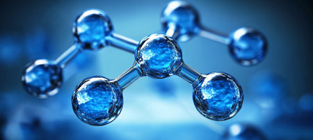 Luminous Molecular Structure, Connected Nodes, Vibrant Energy Pathways, and Saturated Blue Tonesの素材