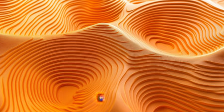 Abstract Orange Topographic Contour Lines, 3D Rendered Waves Background, Modern Design Elementの素材