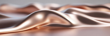 Liquid gold wave, metallic shiny surface with reflections. Abstract background, design template.の素材