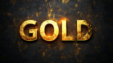 Gold Text Effect On Grunge Background. Luxury, Shiny, And Glittering Style For Opulent Designs.の素材