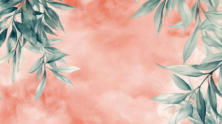 Watercolor Backdrop, Abstract Orange Clouds, Detailed Ink Plant Drawing, Pastel Colors, Softの素材