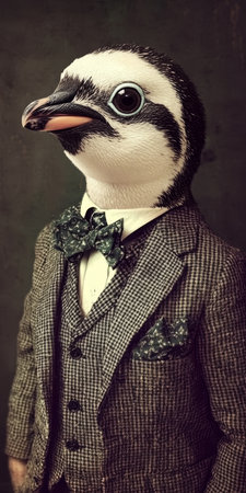 Dapper Penguin A Portrait of Anthropomorphism, Blending Animal and Human Traits in Artの素材