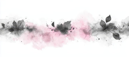 Gentle Pastel Pink And Grey Watercolor Floral Silhouette Background, Elegant Nature Inspired Artworkの素材