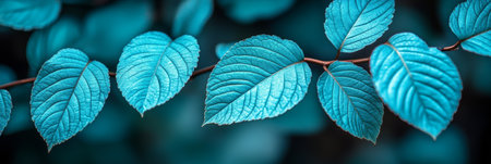 Close Up Of Tropical Blue Leaves In The Forest. Exotic Floral Nature Background In Turquoise Colorの素材