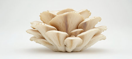 Delicious and aromatic oyster mushroom, Pleurotus ostreatus, isolated on bright background.の素材
