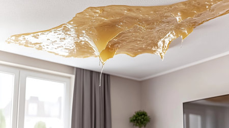 Ceiling Damage, Water Stains, Home Repair, Maintenance Concept Urgency of Renovationの素材