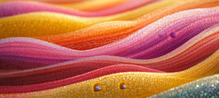 Abstract Texture of Flowing, Colorful Waves. Digital Art with a Vibrant Palette and Sensuous Curvesの素材