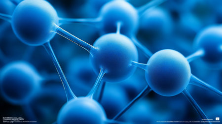 Abstract Background with Interconnected Spheres Glowing Trails, Bright Colors, Shallow DoFの素材
