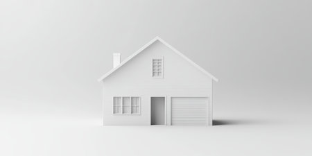 Minimalist white house architecture. 3D Rendering with copy space for design or text.の素材