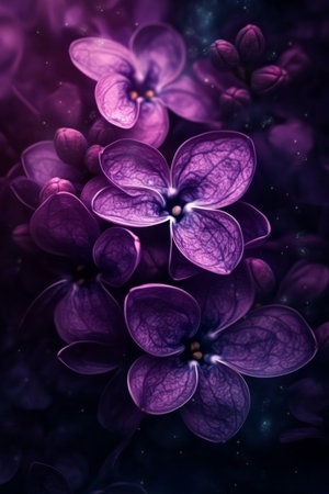 Close-up of Vibrant Purple Lilac Flowers, Floral Background, Delicate Beauty of Natureの素材