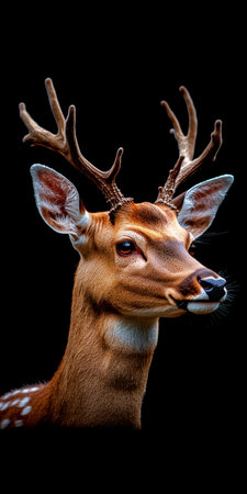 Majestic Brown Deer With Antlers Elegance In The Wild With Captivating Close-Up Portraitの素材
