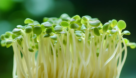 Freshly Sprouted Fenugreek Microgreens Nutrient-Rich Superfood for Healthy Eating and Cookinの素材