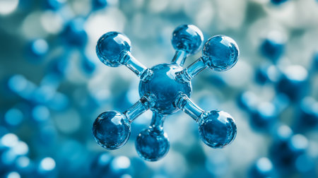Luminous Blue Molecular Structure, Connected Nodes with Bright Energy Pathways, Vibrant Tonesの素材