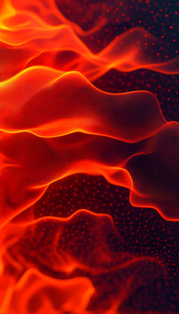 Abstract Orange Waves Background, Futuristic Technology Wallpaper, Converging Lines Designの素材