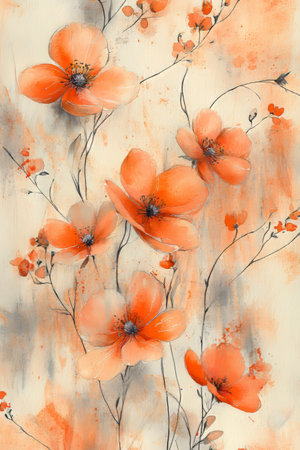 Watercolor Wildflowers in Soft Peach Tones A Gentle Floral Illustration for Backgrounds and Designsの素材