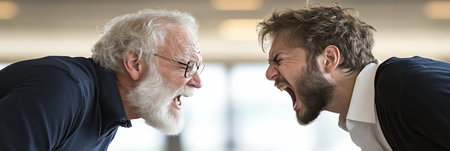 Office Showdown, Colleagues in Heated Argument, Verbal Abuse, Workplace Conflict, High Resolutionの素材