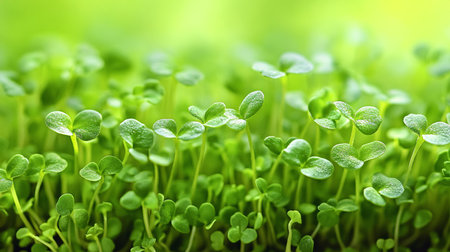Freshly Sprouted Microgreens, Emphasizing Culinary Use, Dietary Benefits, and Health Potential.の素材