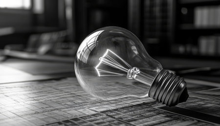 Vintage Light Bulb On Financial Newspaper, Symbolizing Rising Energy Costs And Economic Impactの素材