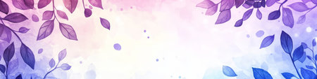 Gentle Pastel Abstract Nature Background, Dreamy Watercolor Violet, Cream, Blue Banner Designの素材